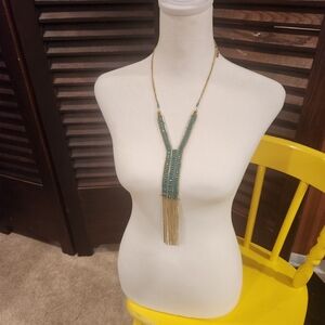 Nakamol Gold and Teal Beaded Necklace
